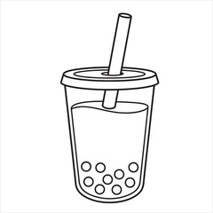 bubble tea coloring page illustration vector