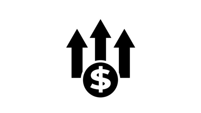 High pricing icon. Up arrow with dollar sign. high price business money cost pay payment logotype animation on white background.4k video animation.
