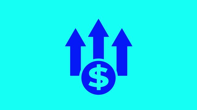 High pricing icon. Up arrow with dollar sign. high price business money cost pay payment logotype animation on green background.4k video animation.