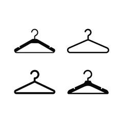 Different types of coat hangers on white background