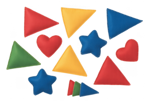 Colorful fabric shapes isolated on a transparent background - Powered by Adobe