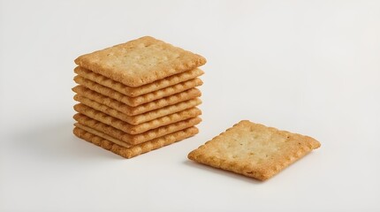 Graham crackers on a white background. The crackers appear thin, crunchy, and lightly speckled, suggesting a savory flavor with subtle seasoning.