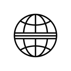Obraz premium Simple black and white outline icon representing global internet connectivity concept