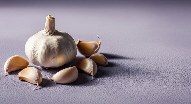 Single garlic bulb with cloves
