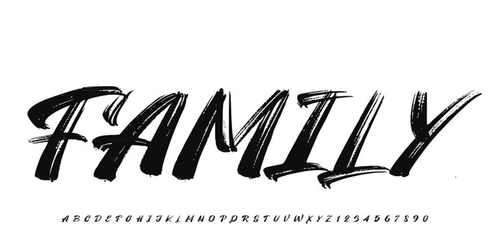 Elegant lettering font handdrawn brush style art uppercase modern serif fonts typography, vintage casual creative vector ilustration casual design fashion