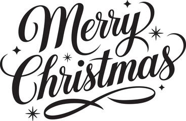 Elegant Merry Christmas Script Lettering with Stars