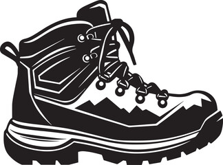Stylized Hiking Boot with Mountain Peaks Vector Illustration