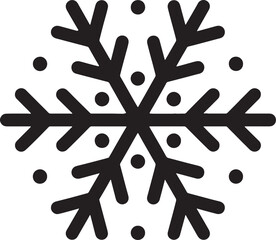 Black snowflake icon with dots on white background
