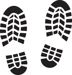 Pair of Black Boot Prints with Detailed Tread Pattern on White Background