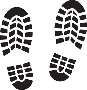 Pair of Black Boot Prints with Detailed Tread Pattern on White Background
