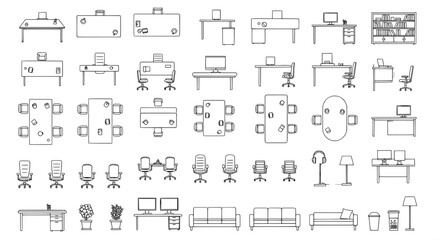 Office furniture vector icons from top view © MDMAHAMUDUL HASAN