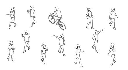 People: isometric line art characters © MDMAHAMUDUL HASAN