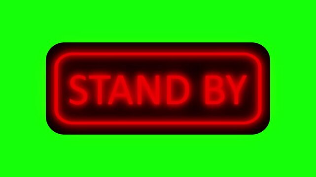赤いネオンのSTAND BYの文字のループ動画　グリーンバック