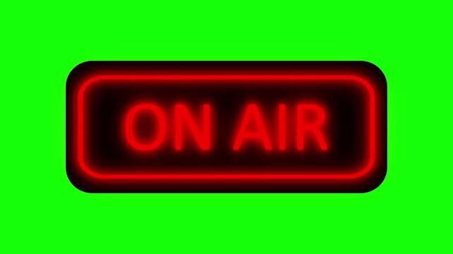 赤いネオンのON AIRの文字のループ動画　グリーンバック