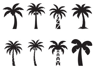 Fototapeta premium Palm Tree Silhouette Set – Tropical Date Palm Tree Collection