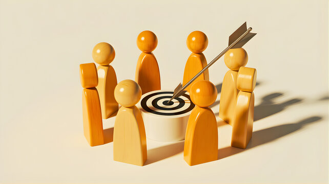 Teamwork aiming for a common goal in business