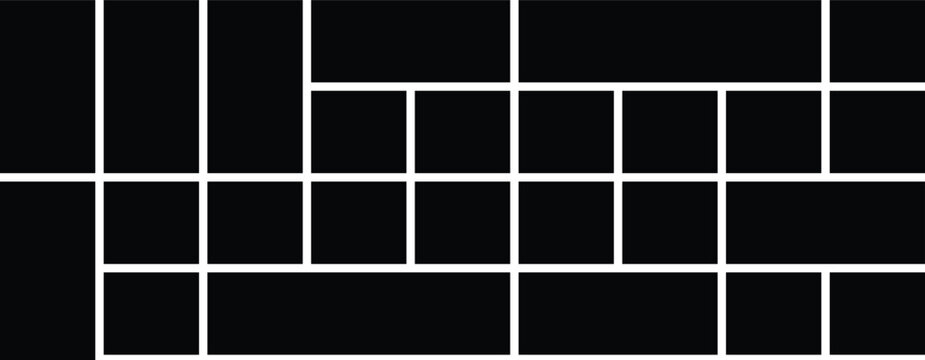 Black and white grid pattern with rectangles and lines