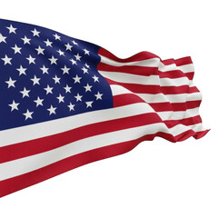 Obraz premium American flag waving in the wind isolated on transparent background
