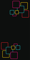 Background square line pattern colorful light on dark black color