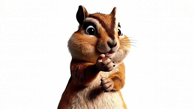 Cartoon chipmunk showing front paws and hands in detail, designed for learning animal body parts and motor recognition for children.