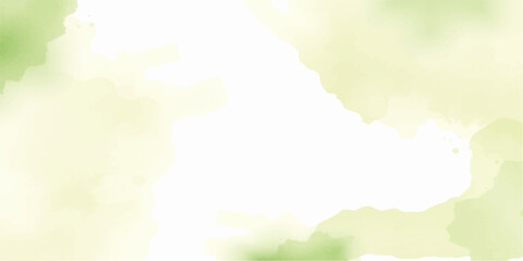 Obraz premium Vintage nature art featuring an abstract green watercolor background with grunge paper texture and light summer clouds under a blue heaven sky pattern