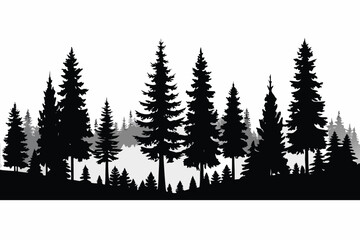 Obraz premium A scenic winter forest landscape features evergreen pine and fir trees covered in frost under a blue sky, creating a cold nature scene perfect for a Christmas holiday celebration