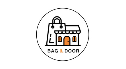 Naklejka premium Illustration of Handbag and House Logo.