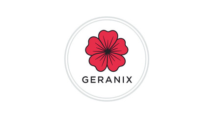 Red Geranium Flower Logo Design Element 1.