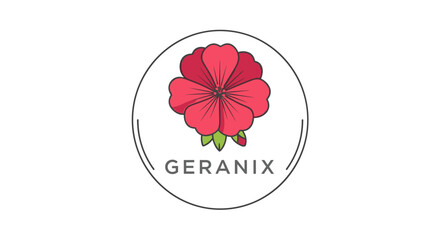 Red Geranium Flower Logo Design Element.