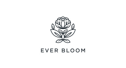 Fototapeta premium Simple Line Art Rose Flower Logo Design.