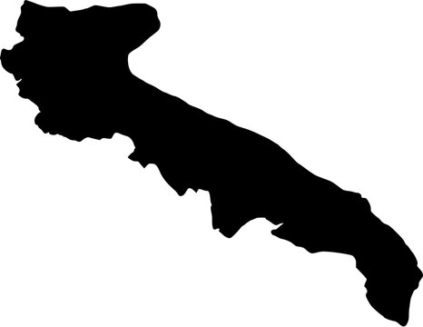 Black silhouette map of Puglia region Italy vector illustration
