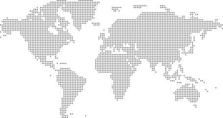 Pixelated world map dot grid illustration 