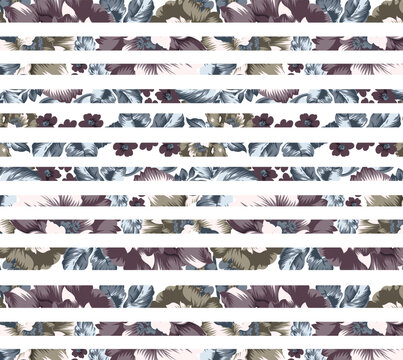 Elegant Floral Border Pattern with Vintage Flowers on White Background