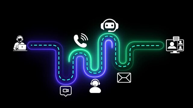 Customer contact channels, customer service concept. Using effective customer contact channels for customer support. Motion graphics of customer service and satisfaction idea. 4k video animation. 
