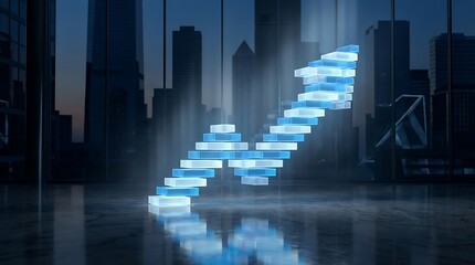 Obraz premium Abstract 3D Arrow Climbing Up on Dark Background for Finance and Marketing Success