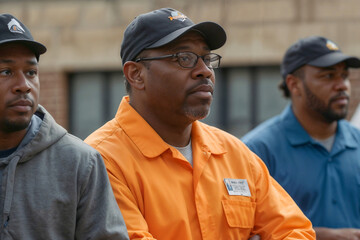 Workers in uniform receive instructions a safety training session