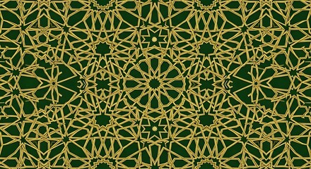 Intricate gold pattern on dark green background