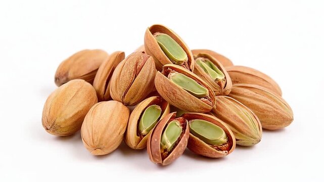 Close-Up of Fresh and Delicious Pili Nuts on a White Background, Studio Shot
