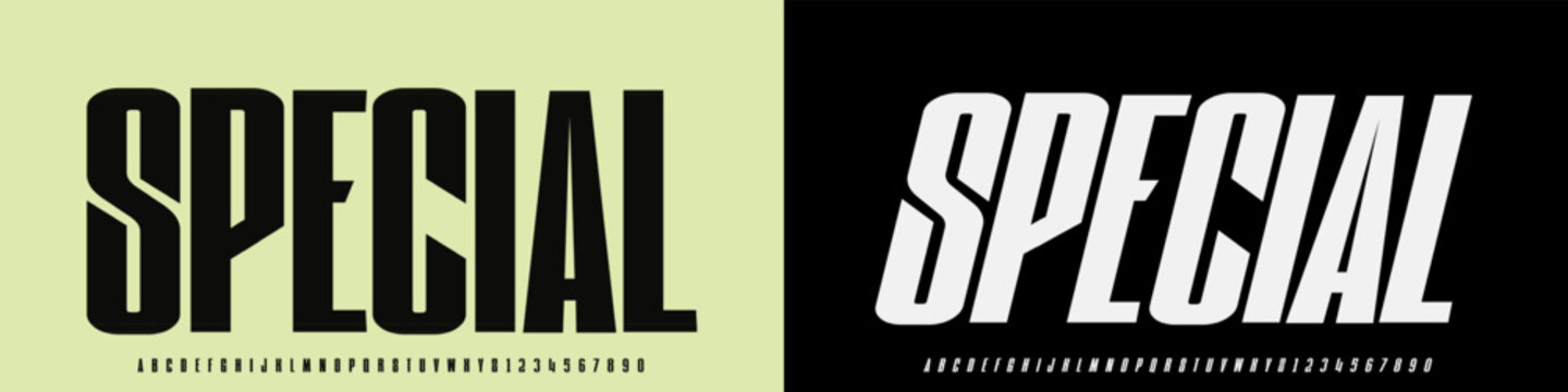 Condensed Vector Fonts. Alphabet of sans serif font with modern typography. bold and tall vector font