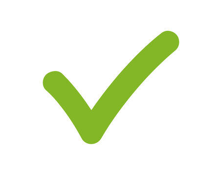 Sinal de visto verde desenhado &agrave; m&atilde;o, s&iacute;mbolo de confirma&ccedil;&atilde;o, aprova&ccedil;&atilde;o e sucesso com fundo transparente.