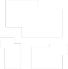 A minimalist composition of three abstract white geometric shapes set against a soft gray background.　The simple, flat design provides a contemporary aesthetic suitable for presentations