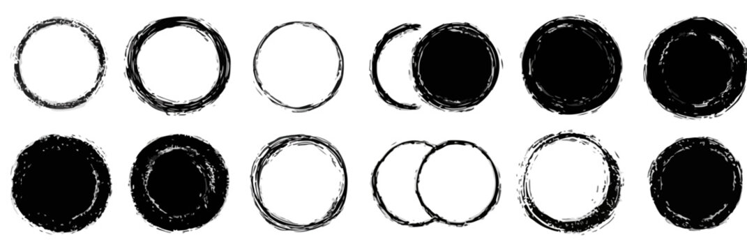Cicli lunari stilizzati e disegnati a mano con texture grunge, rappresentazione di fasi celesti su sfondo trasparente.
