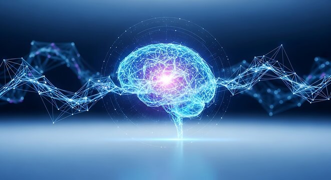 Futuristic brain representation with neural connections