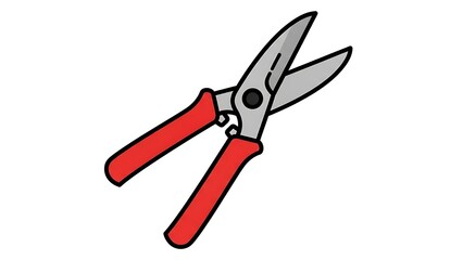 Red handled pruning shears illustration.