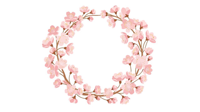 Cherry Blossom Wreath Circle Floral Frame Spring Decoration
