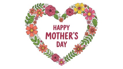 Happy Mothers Day Floral Heart Wreath Illustration Colorful Flowers Greeting Card Design.jpg