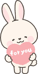 「for you」と書かれたハートを持つ白うさぎ