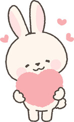 ハートを持つ白うさぎ