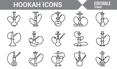 Arabic hookah symbols minimal vector illustration
