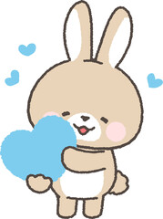 ハートを持つ茶色のうさぎ